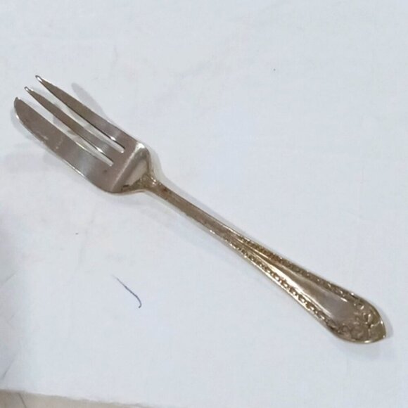 Vintage S & L Deco Dot EPNS Silver Plate Dessert Cake / Pastry Forks Set of 6 - Picture 3 of 5